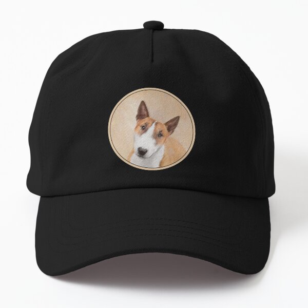 Miniaturbullterrier-Malerei - niedliche ursprüngliche Hundekunst Dad Hat