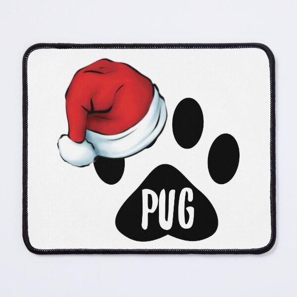 Christmas Pug Paw Print Seal Mouse Pad