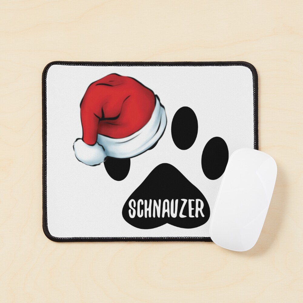 Christmas Schnauzer Paw Print Seal Mouse Pad