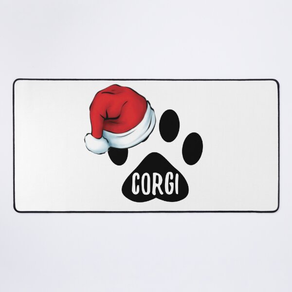 Christmas Corgi Paw Print Seal Desk Mat