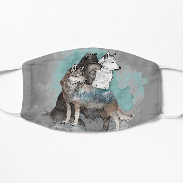 Double Exposure Wolves Flache Maske