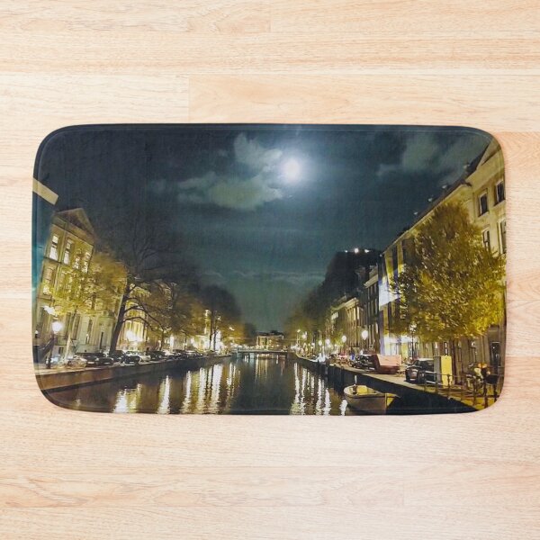 Item preview, Amsterdam city street canal at night. designed and sold by Noel Ali ⭐⭐⭐⭐⭐.