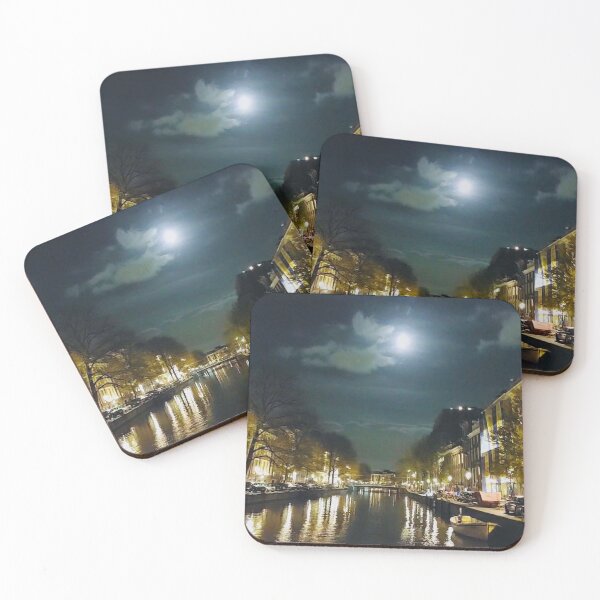 Item preview, Amsterdam city street canal at night. designed and sold by Noel Ali ⭐⭐⭐⭐⭐.