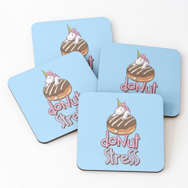 Item preview, Moody unicorn - Cute little unicorn in a donut saying "donut stress" you and your kids would love! - Available in stickers, clothing, etc designed and sold by crazycollective.