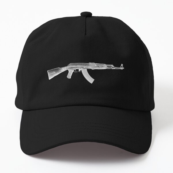 AK-47 Kalashnikov Assault Rifle Weapon From Russia on Black Dad Hat