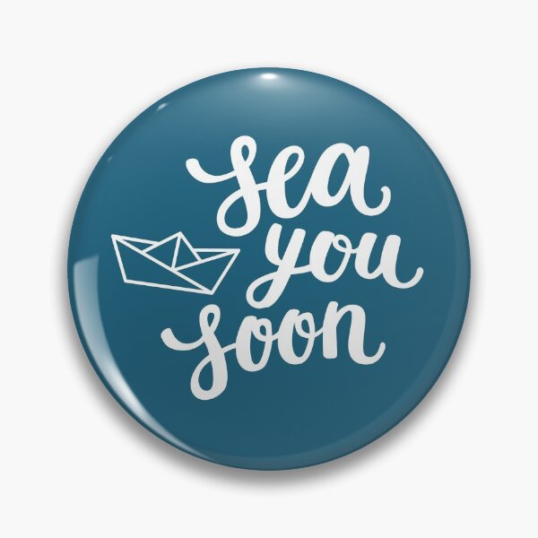 Item preview, Sea you soon hand lettering on blue background designed and sold by Darina Gulbina.
