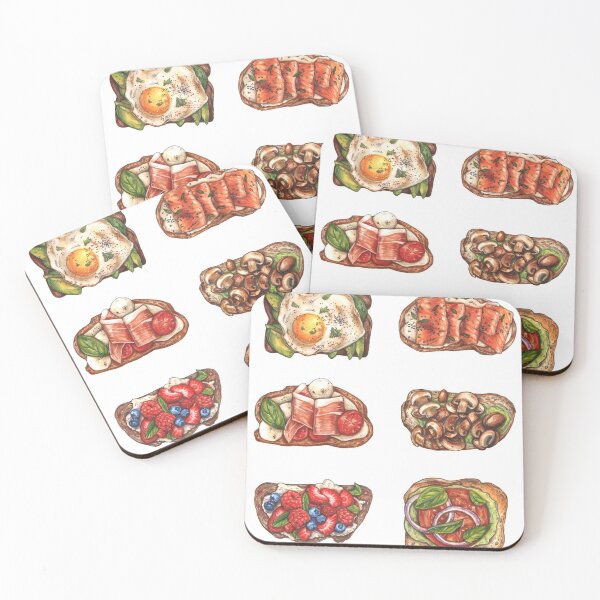 Item preview, Set of different delicious toasts - food illustration designed and sold by tanyatej.