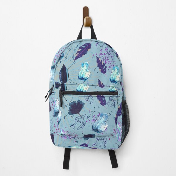 Item preview, Crystals and Blue Leaves Seamless Pattern designed and sold by Naturalist Prints.