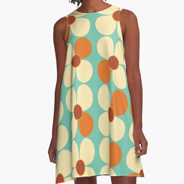 Item preview, Retro Land Flower Power Cream and Orange designed and sold by MonstersMashU.