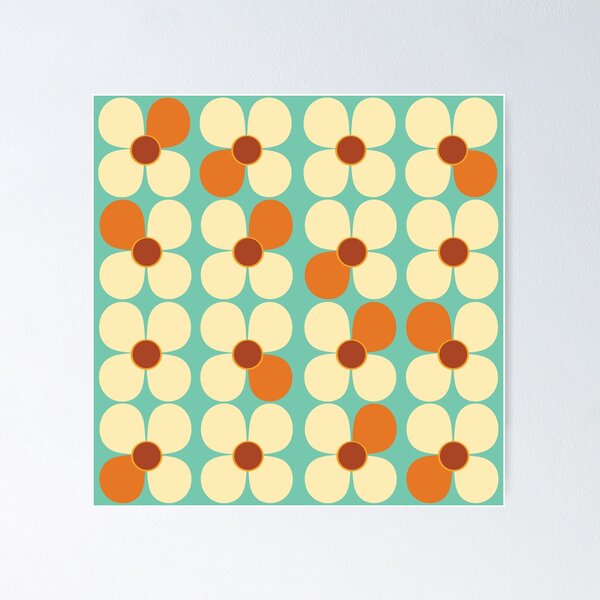 Item preview, Retro Land Flower Power Cream and Orange designed and sold by MonstersMashU.
