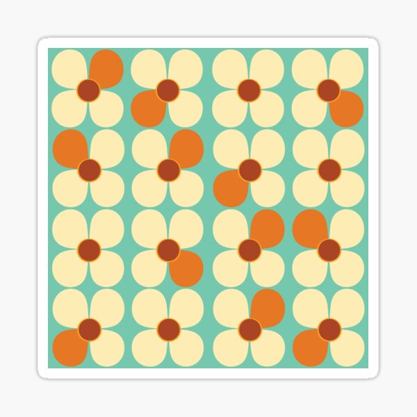 Item preview, Retro Land Flower Power Cream and Orange designed and sold by MonstersMashU.
