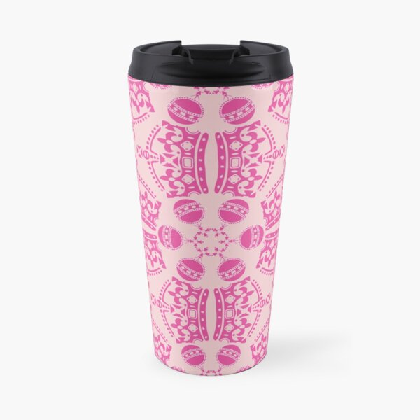 Jubilee Crown & Soverign Orb Pattern in fuchsia on pink Travel Coffee Mug