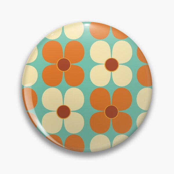 Item preview, Retro Land Flower Power Orange Cream and Blue designed and sold by MonstersMashU.