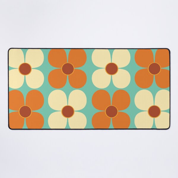 Item preview, Retro Land Flower Power Orange Cream and Blue designed and sold by MonstersMashU.