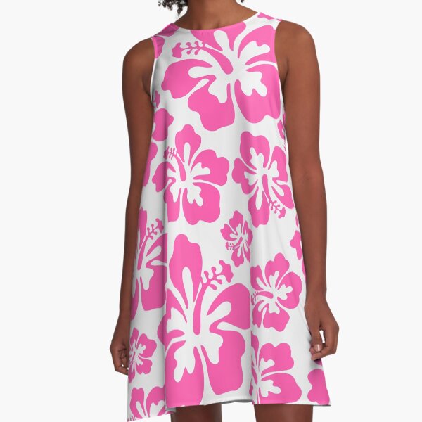 Item preview, Pink on White Hibiscus Tropical Flower Pattern designed and sold by Lisa Thomas.