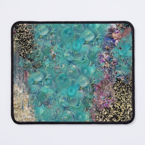 Item preview, Abstract Painting 092520.3, Teal Roses and Gold Texture designed and sold by Kristi Duggins.