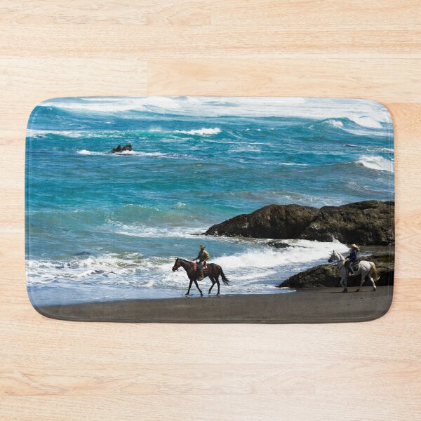 Item preview, Horseback riders from Ricochet Ridge Ranch enjoy Ten Mile Beach on the Pacific Coast in Fort Bragg, California designed and sold by OrcaNature.