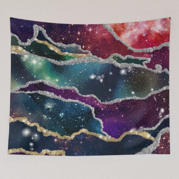Item preview, Abstract Dark Purple Red Teal Galaxy Agate  designed and sold by IconicTee.