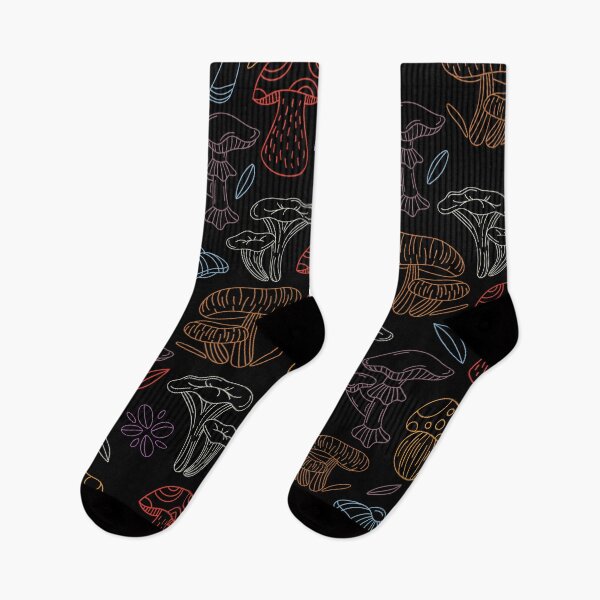 Item preview, Mushroom Colorful Neon Pattern Socks Plants Lovers Socks Tropical Floral designed and sold by NOorYES.