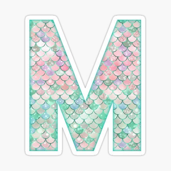 Artikel-Vorschau von Meerjungfrau-Schuppen-Monogramm M schillernd, designt und verkauft von TheFlyingPug.