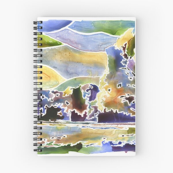 Item preview, Landscape watercolor painting.  Colorful landscape tree and forest watercolor artwork landscape painting designed and sold by rfoxphoto.