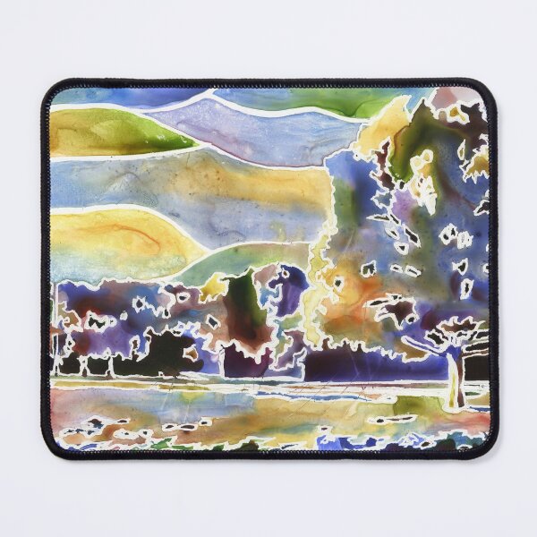 Item preview, Landscape watercolor painting.  Colorful landscape tree and forest watercolor artwork landscape painting designed and sold by rfoxphoto.