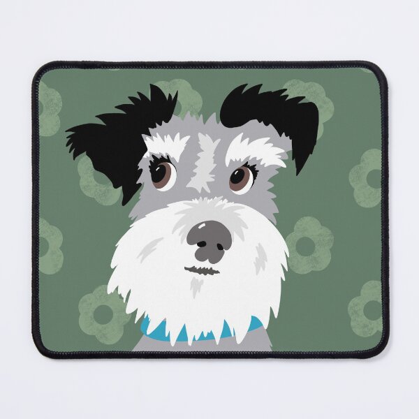 Artikel-Vorschau von Salz- und Pfeffer-Zwergschnauzer auf grünem Gänseblümchen-Hintergrund, designt und verkauft von NattyDesigns.