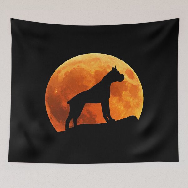 Item preview, boxer Dog Silhouette in moon gift designed and sold by alaechamlal.
