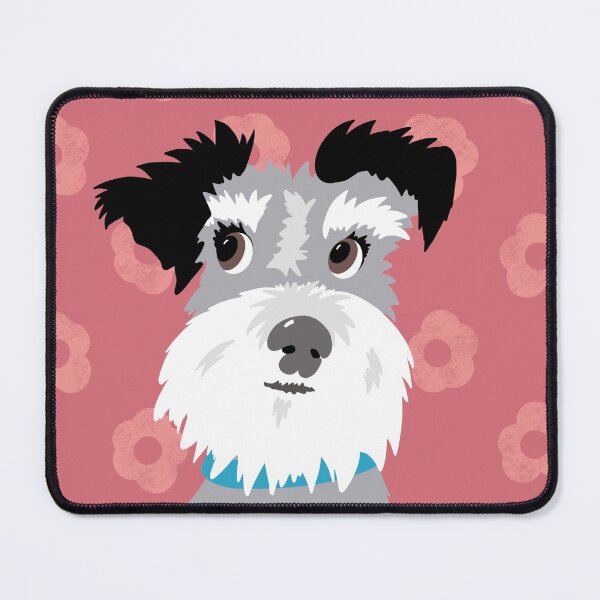 Artikel-Vorschau von Salz- und Pfeffer-Zwergschnauzer auf rosa Gänseblümchen-Hintergrund, designt und verkauft von NattyDesigns.
