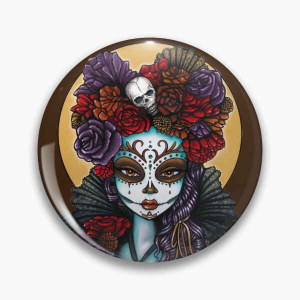 Item preview, Dalia Dia De Muertos Sugar Skull Calaca designed and sold by Myka Jelina.
