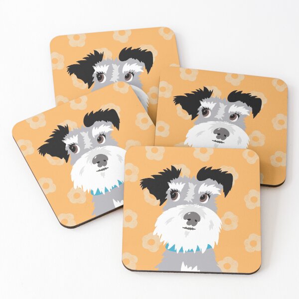 Item preview, Salt and Pepper Miniature Schnauzer on Yellow Daisy Background designed and sold by NattyDesigns.
