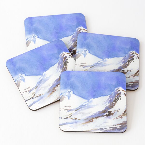 Item preview, Swiss Alps watercolor landscape painting.  Watercolor of snow covered mountains in Switzerland. designed and sold by rfoxphoto.