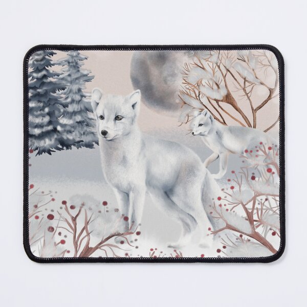 Arctic Foxes in a Winter Paradise. Soft, crisp, cool, and soothing. Mouse Pad
