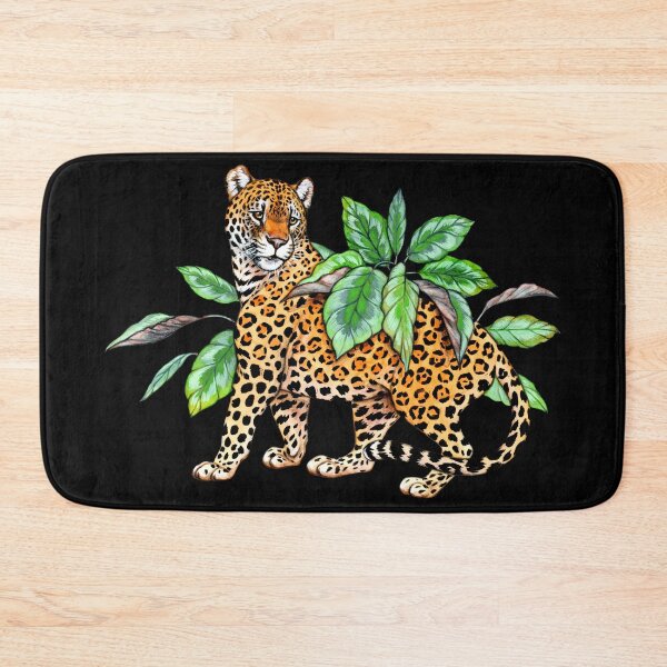 Item preview, Jaguar with Calathea Leaves designed and sold by Pip Tacla.