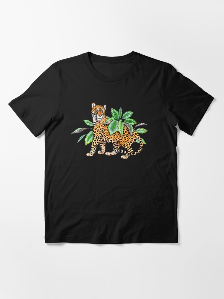Alternate view of Jaguar with Calathea Leaves Essential T-Shirt