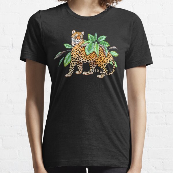 Jaguar with Calathea Leaves Essential T-Shirt