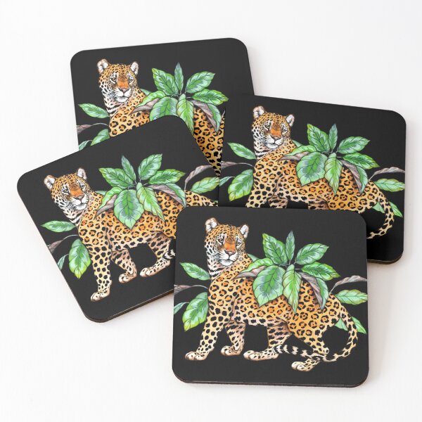 Item preview, Jaguar with Calathea Leaves designed and sold by Pip Tacla.