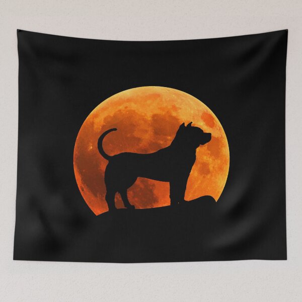 Item preview, pitbull Dog Silhouette in moon gift designed and sold by alaechamlal.