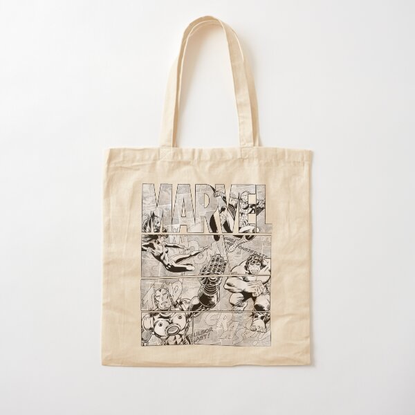 Aven Retro Black and White Comic Cotton Tote Bag