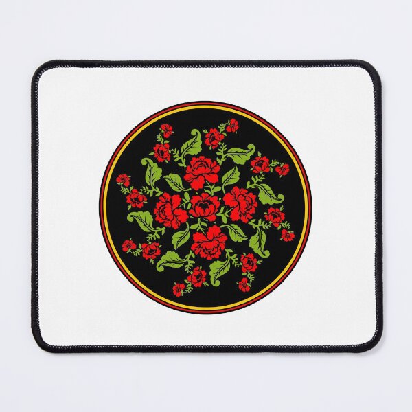 Item preview, Russian Traditional Folk Art Painting. Red Flowers and Green Leaves Khokhloma Circle designed and sold by silviaol.