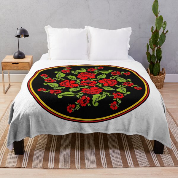 Item preview, Russian Traditional Folk Art Painting. Red Flowers and Green Leaves Khokhloma Circle designed and sold by silviaol.