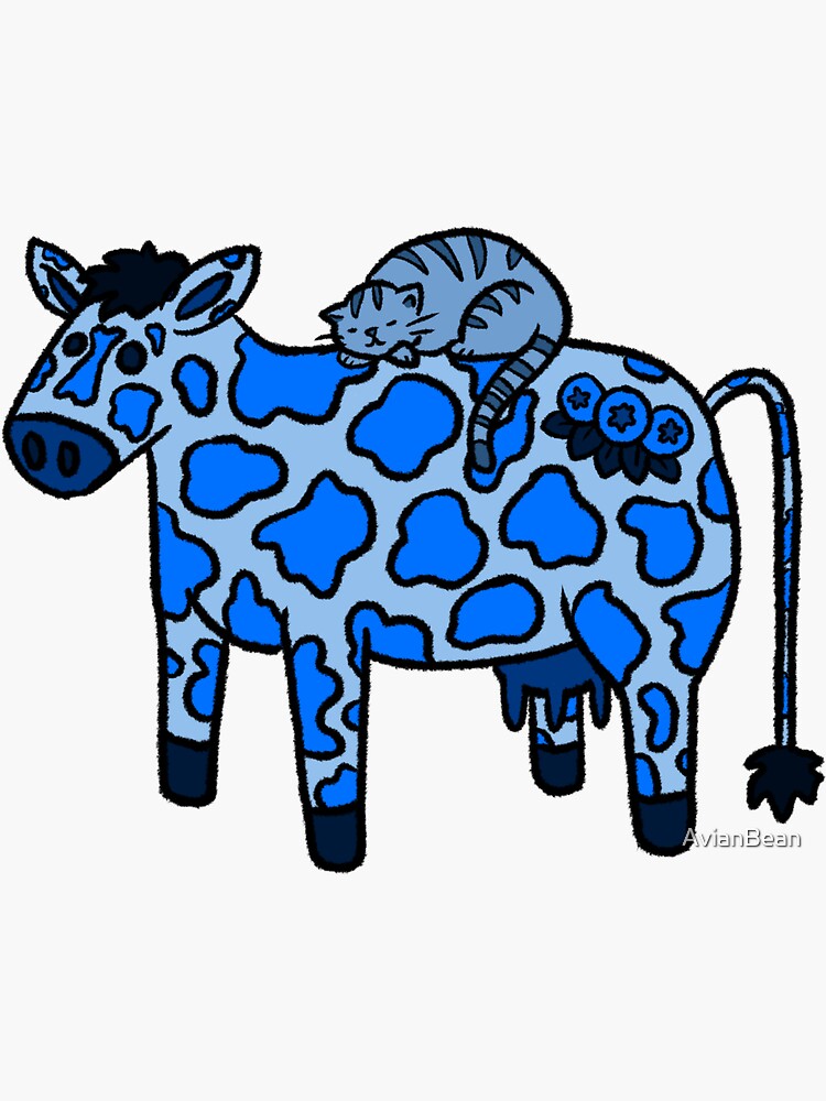 Blueberry Cow Sticker For Sale By Avianbean Redbubble