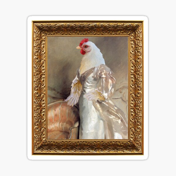 Artikel-Vorschau von Hühnerporträt in Satin, designt und verkauft von MuseumOfFineArtChickens GiftShop.