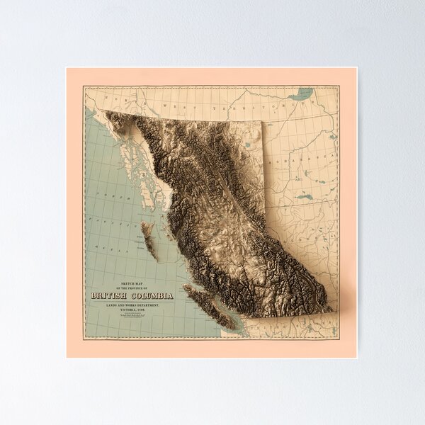 Item preview, 1899 British Columbia, Canada Relief Map 3D digitally-rendered designed and sold by ThinkAboutMaps.