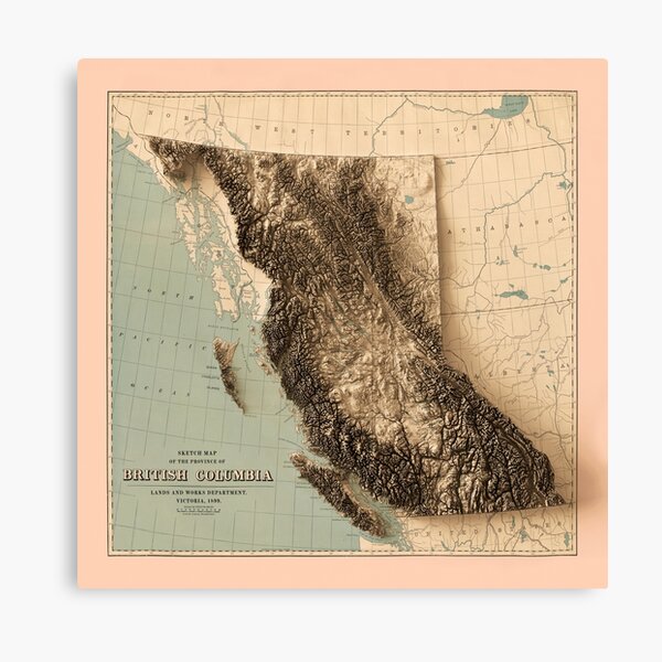 Item preview, 1899 British Columbia, Canada Relief Map 3D digitally-rendered designed and sold by ThinkAboutMaps.