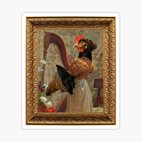 Charming Harpist Hen Sticker