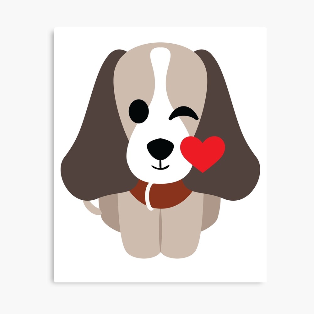 "Beagle Dog Emoji Flirting and Blowing Kiss" Canvas Print by teeandmee Redbubble