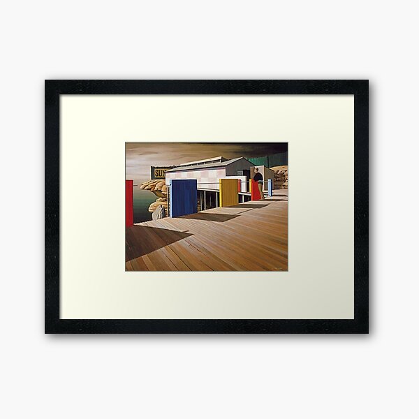 Jeffrey Smart - 'Coogee Baths, Winter' (1962), oil on canvas. High quality reproduction print of the iconic painting by the great Australian painter. Framed Art Print