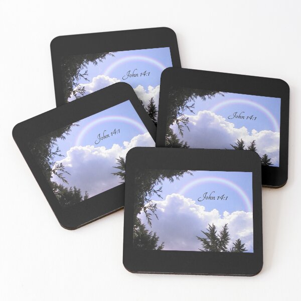 Artikelvorschau, Helle Wolken mit Rainbow Dark Pines Schrift Johannes 14:1 entworfen und verkauft von JariHawk.