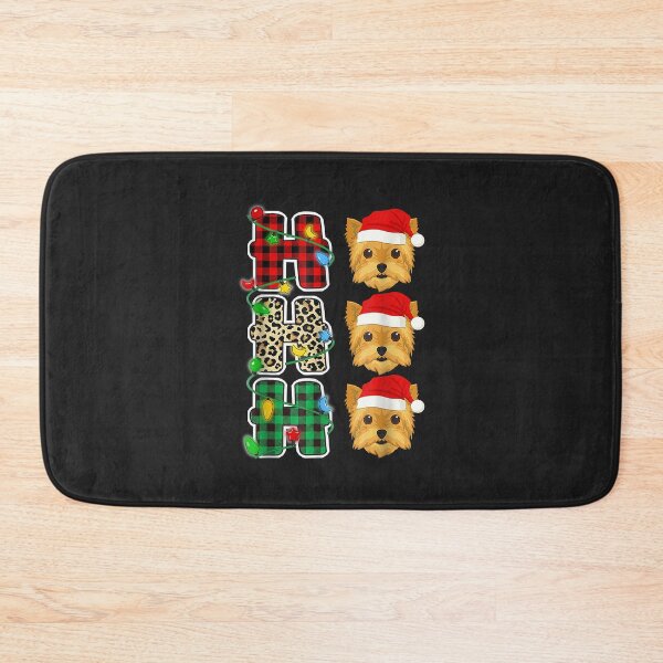 Item preview, HO-HO-HO Santa Hat Yorkie Leopard Christmas Pajama designed and sold by virnmjan.